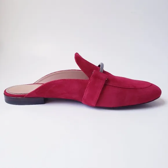 Linea Paolo Dark Red Suede Slip-on Loafers