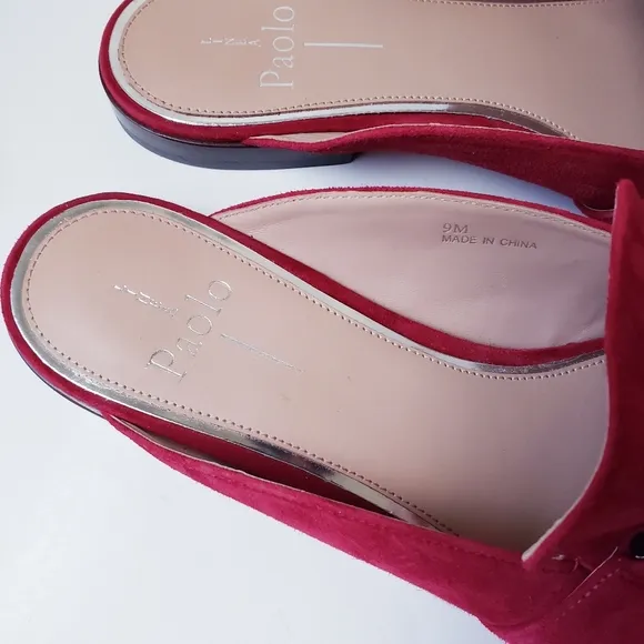 Linea Paolo Dark Red Suede Slip-on Loafers