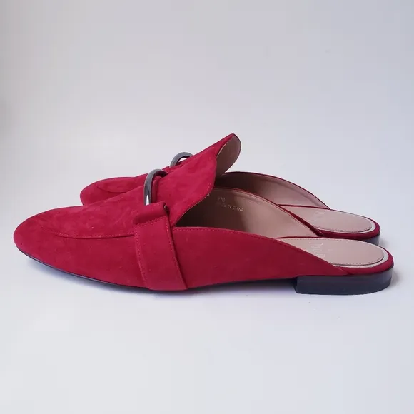 Linea Paolo Dark Red Suede Slip-on Loafers