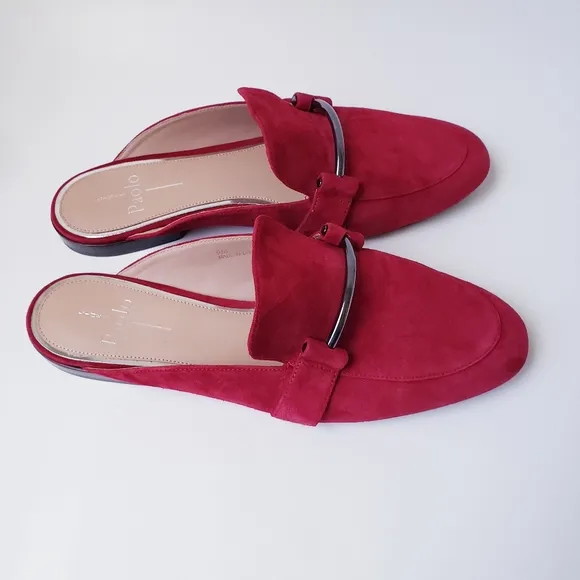 Linea Paolo Dark Red Suede Slip-on Loafers