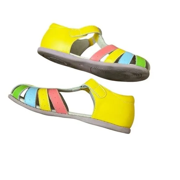 Livie &amp; Luca x Matilda Jane Paz Rainbow Classic Smooth Leather Sandals Size 2 Y