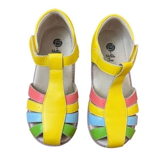 Livie &amp; Luca x Matilda Jane Paz Rainbow Classic Smooth Leather Sandals Size 2 Y