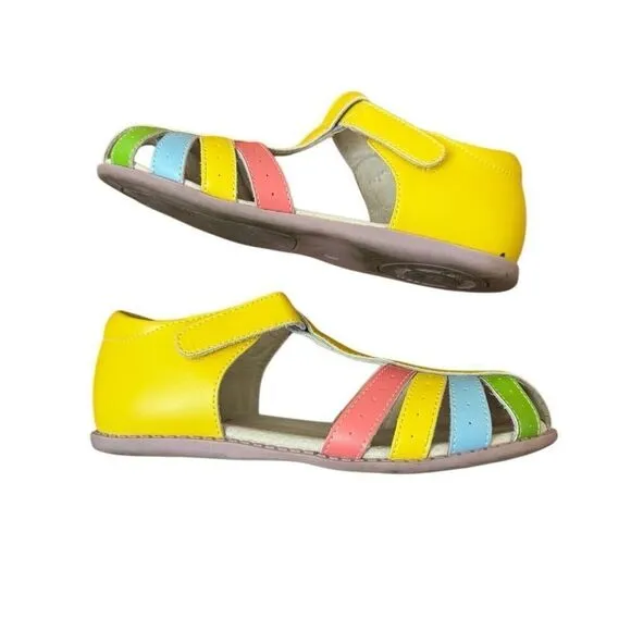 Livie &amp; Luca x Matilda Jane Paz Rainbow Classic Smooth Leather Sandals Size 2 Y