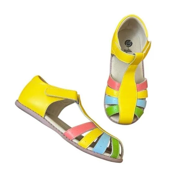 Livie &amp; Luca x Matilda Jane Paz Rainbow Classic Smooth Leather Sandals Size 2 Y
