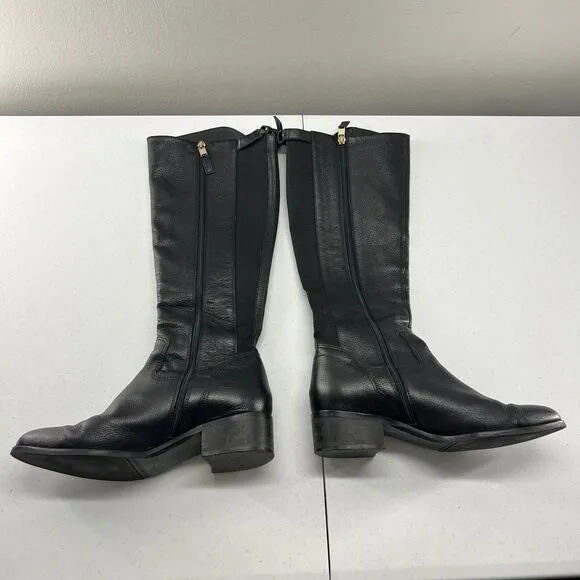 LK Bennett Boots Womens‎ 38 (US Approx 7.5) Black Tall Zip Stretch Panel Riding