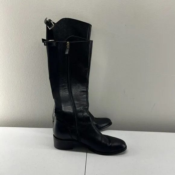 LK Bennett Boots Womens‎ 38 (US Approx 7.5) Black Tall Zip Stretch Panel Riding