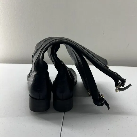 LK Bennett Boots Womens‎ 38 (US Approx 7.5) Black Tall Zip Stretch Panel Riding