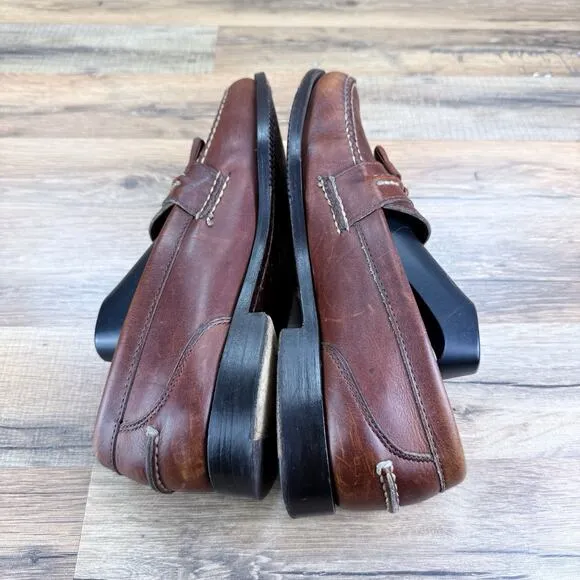LL Bean Loafers With Tassels Men's US 10.5 Brown Leather Slip On Shoes