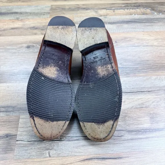 LL Bean Loafers With Tassels Men's US 10.5 Brown Leather Slip On Shoes
