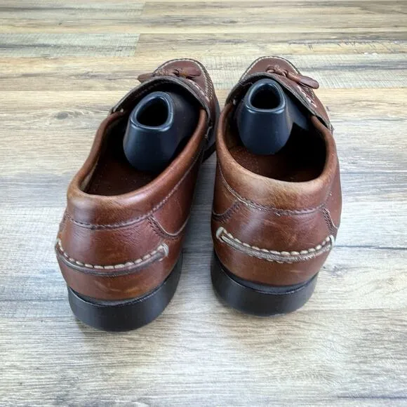 LL Bean Loafers With Tassels Men's US 10.5 Brown Leather Slip On Shoes