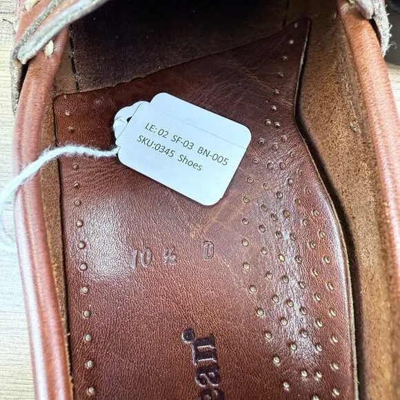 LL Bean Loafers With Tassels Men's US 10.5 Brown Leather Slip On Shoes