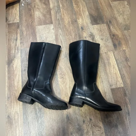 L.L. BEAN WOMEN'S BRITISH BLACKLEATHER RIDING BOOTS SIZE 9.5W MADE IN BRAZIL