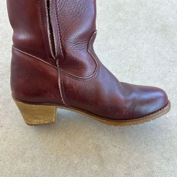 LL Bean Leather Zip Fleece Lined Riding Western Boots Womens Size 9