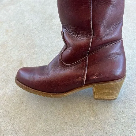 LL Bean Leather Zip Fleece Lined Riding Western Boots Womens Size 9