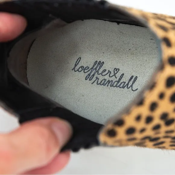 Loeffler Randall Crosby calf hair cheetah statement high top sneakers 10 neutral