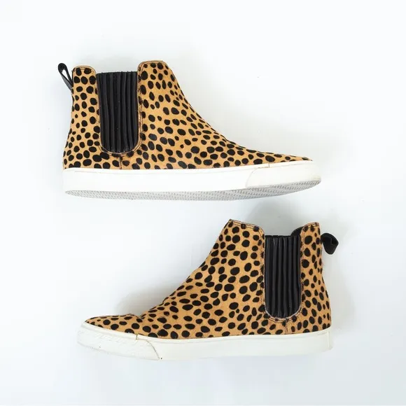 Loeffler Randall Crosby calf hair cheetah statement high top sneakers 10 neutral