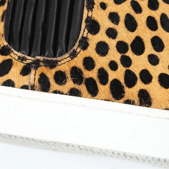 Loeffler Randall Crosby calf hair cheetah statement high top sneakers 10 neutral