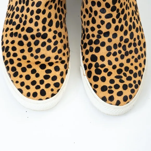 Loeffler Randall Crosby calf hair cheetah statement high top sneakers 10 neutral