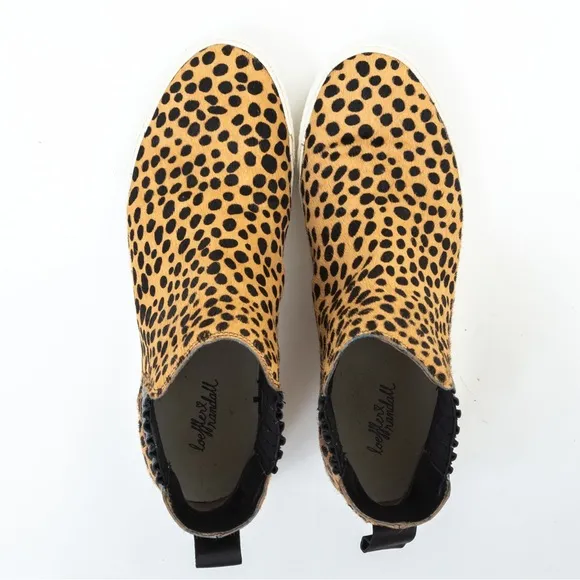 Loeffler Randall Crosby calf hair cheetah statement high top sneakers 10 neutral
