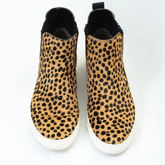 Loeffler Randall Crosby calf hair cheetah statement high top sneakers 10 neutral