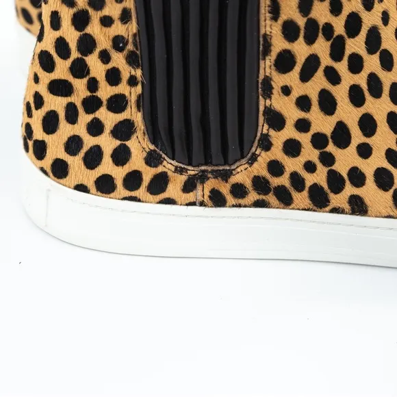 Loeffler Randall Crosby calf hair cheetah statement high top sneakers 10 neutral