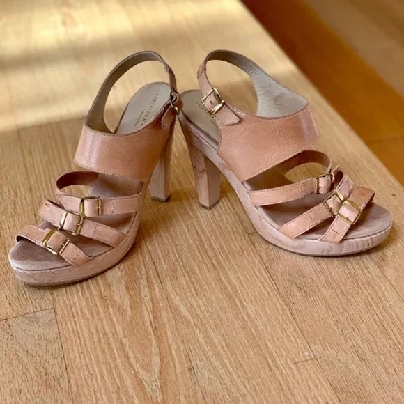 Loeffler Randall Heeled Platform Leather Strap Sandals Size 9.5