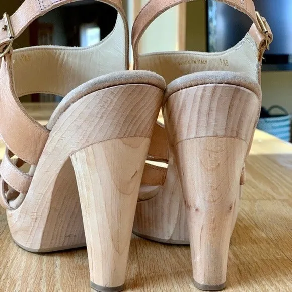 Loeffler Randall Heeled Platform Leather Strap Sandals Size 9.5