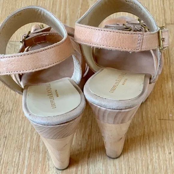 Loeffler Randall Heeled Platform Leather Strap Sandals Size 9.5