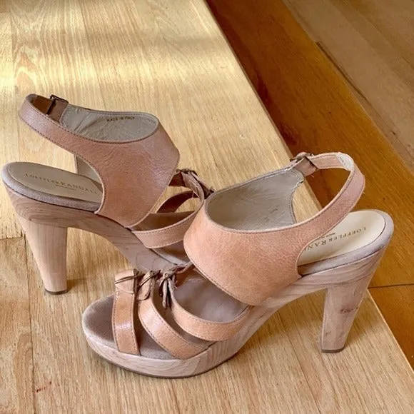 Loeffler Randall Heeled Platform Leather Strap Sandals Size 9.5