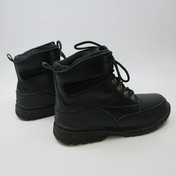 London Fog Black Leather Casual Dress Comfort Hiking Boots Mens Shoes Sz 12