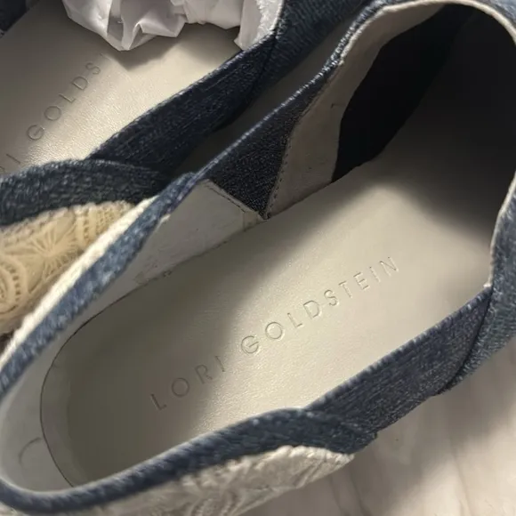 Lori Goldstein Collection Castiel Denim Lace Slip On Loafers size 8.5
