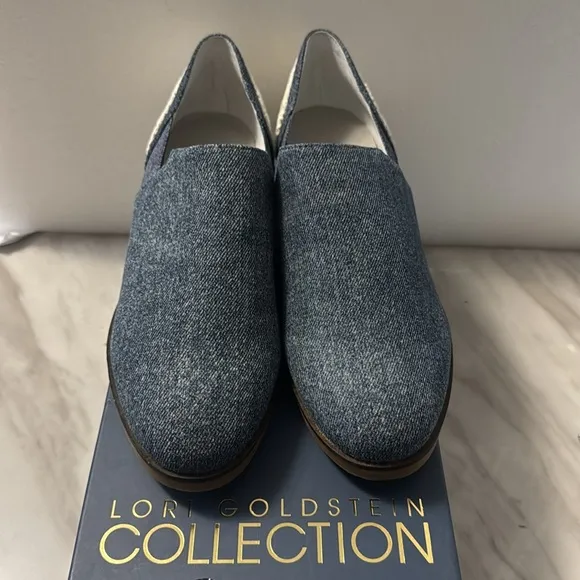 Lori Goldstein Collection Castiel Denim Lace Slip On Loafers size 8.5