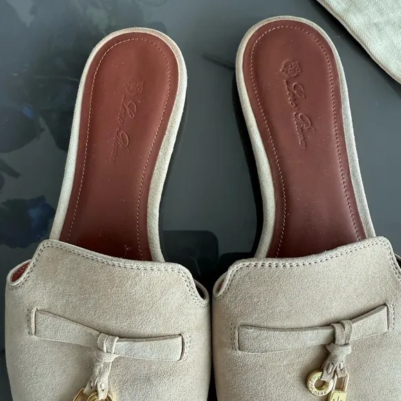 Loro Piano Summer Charms suede Sandals Sand Color size 38