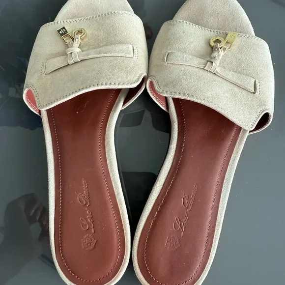 Loro Piano Summer Charms suede Sandals Sand Color size 38