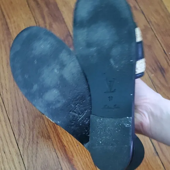 Louis Vuitton Black and Tan Women's Sandals