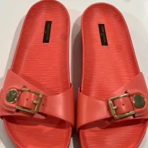 Louis Vuitton Red Sandals with Decorative Buckle