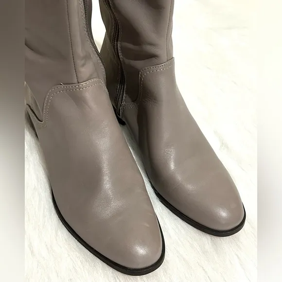 Louise et Cie Leather and Stretch Nylon Tall Riding Boots Gray Taupe Size 8 EUC
