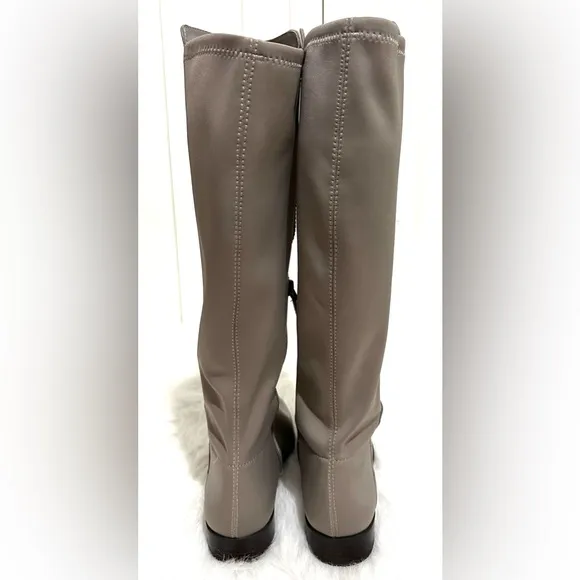 Louise et Cie Leather and Stretch Nylon Tall Riding Boots Gray Taupe Size 8 EUC