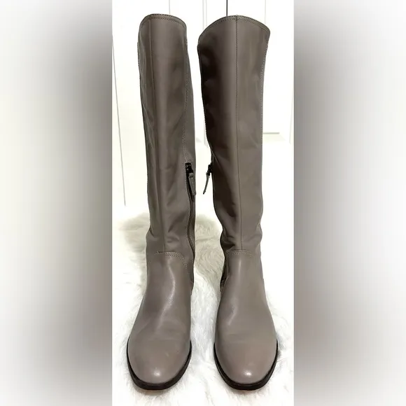 Louise et Cie Leather and Stretch Nylon Tall Riding Boots Gray Taupe Size 8 EUC