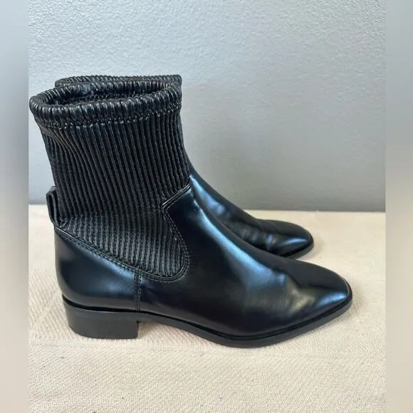 Louise Et Cie Stretch Ankle Boots Black Leather Size 7.5