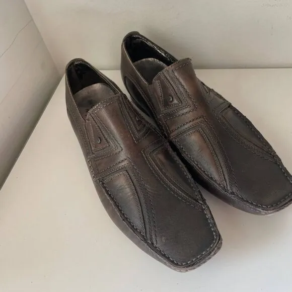 Lounge by Mark Nason Leather Slip-On Loafers Mens Size 9.5 Brown Fashion Evening
