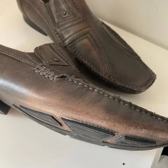 Lounge by Mark Nason Leather Slip-On Loafers Mens Size 9.5 Brown Fashion Evening