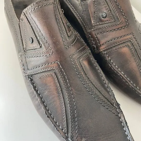 Lounge by Mark Nason Leather Slip-On Loafers Mens Size 9.5 Brown Fashion Evening