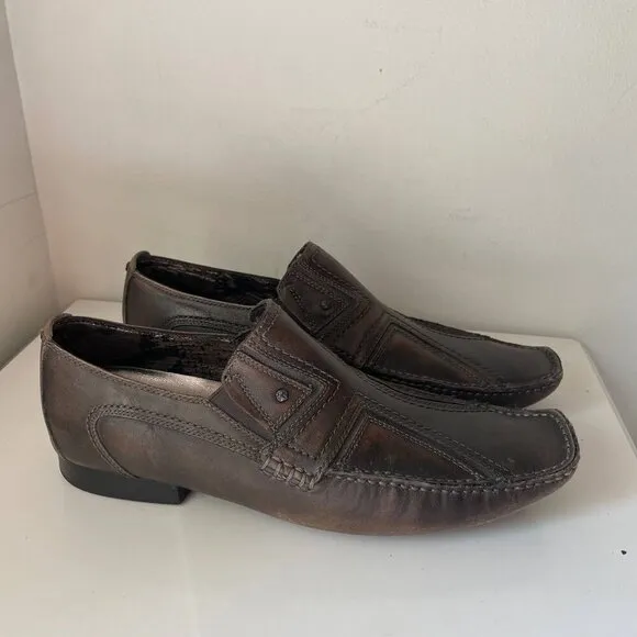Lounge by Mark Nason Leather Slip-On Loafers Mens Size 9.5 Brown Fashion Evening