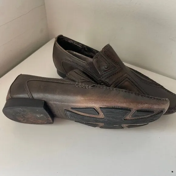 Lounge by Mark Nason Leather Slip-On Loafers Mens Size 9.5 Brown Fashion Evening