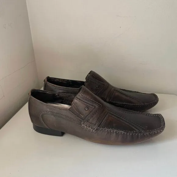 Lounge by Mark Nason Leather Slip-On Loafers Mens Size 9.5 Brown Fashion Evening