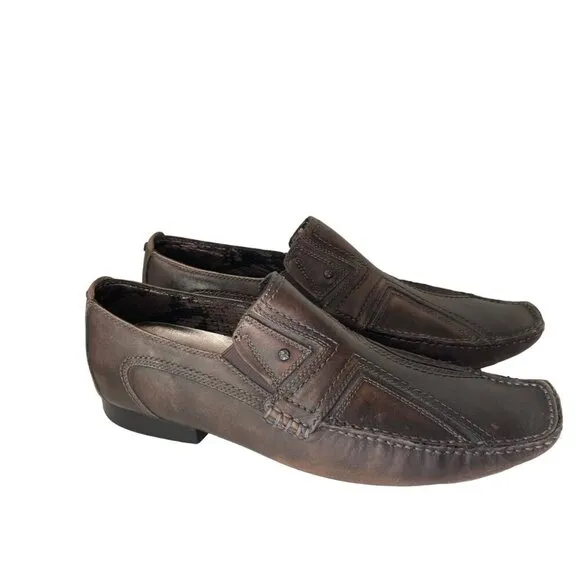 Lounge by Mark Nason Leather Slip-On Loafers Mens Size 9.5 Brown Fashion Evening