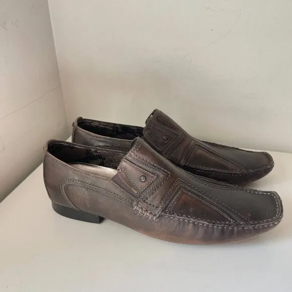 Lounge by Mark Nason Leather Slip-On Loafers Mens Size 9.5 Brown Fashion Evening