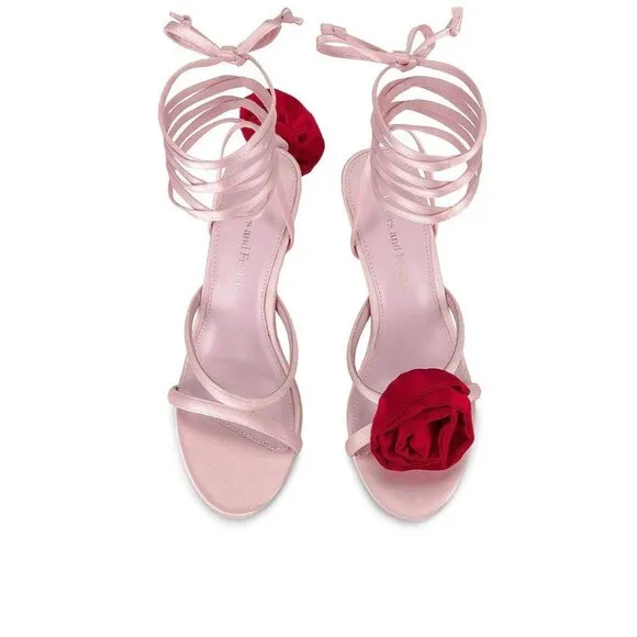 Lovers and Friends Flores High Heels in Pink &amp; Red 7.5 New with Box Womens Wrap