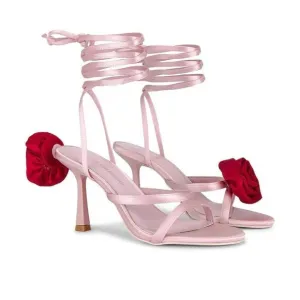Lovers and Friends Flores High Heels in Pink &amp; Red 7.5 New with Box Womens Wrap